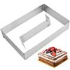 PTJJXA Anello per Torta Quadrato, Tortiera Rettangolare Regolabile, Stampo Rettangolare Torta con Divisori, Regolabile 28-53 cm x 18-34 cm per Torte di Pan di Spagna, Torte Mousse, Pasticcini (5CM)