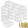 AOTOPYU 21 Pezzi Rettangolo Plastica Contenitori(6,5x4,5 x2,4cm) con Etichetta adesiva in carta kraft, Mini Trasparente Immagazzinaggio Scatola con Coperchio Incernierato per Piccoli Perline