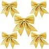 Aurasky 5 pezzi Oro Fiocchi di Natale, Gold Christmas Glitter Bows, 24 & 18 cm Fiocchetti Oro Albero di Natale, Fiocchi di Natalizi Grande
