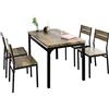 SoBuy Set 5 Pezzi Tavolo con 4 sgabelli da pranzo Soggiorno Cucina e Ristorante OGT28-N+FST72x4