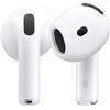 Apple AirPods 4 Auricolari wireless, Auricolari Bluetooth, Cancellazione attiva del rumore, Audio adattivo, Trasparenza, Audio spaziale personalizzato, Custodia di ricarica USB-C, Ricarica wireless