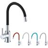 Miscelatore lavello canna alta flessibile e girevole Snake nero/cromo