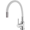 Miscelatore lavello canna alta flessibile e girevole Snake bianco/cromo