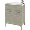Lavatoio in legno 60 x 50 cm x altezza 84 cm rovere grigio completo di lavello e tavoletta
