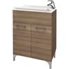 CAPALDO Lavatoio in legno 60 x 50 cm x altezza 84 cm rovere fumo completo di lavello e tavoletta