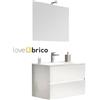 CAPALDO Mobile da bagno sospeso 80 cm con lavabo, specchio e led bianco lucido