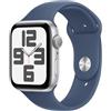 Apple Watch SE (2ª gen.) GPS 44 mm Smartwatch con cassa in alluminio Argento e Cinturino Sport Denim - M/L. Tracker per il fitness e il sonno, app Battito, Rilevamento incidenti, display Retina