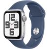 Apple Watch SE (2ª gen.) GPS 40 mm Smartwatch con cassa in alluminio Argento e Cinturino Sport Denim - S/M. Tracker per il fitness e il sonno, app Battito, Rilevamento incidenti, display Retina