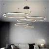 WayLuoung LED Lampadario Metallo | 5 Cerchi 20+40+60+80+100cm | 130W Lampada Sospensione Soffitto Anelli Telecomando Dimmerabile 3000-6000K Lampada Sospensione Paralume Acrilico Soggiorno Camera【Nero】