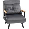HOMCOM Poltrona Letto Singolo in Tessuto Effetto Velluto Reclinabile in 5 Posizioni con Cuscino Sfoderabile, 63x73x81cm, Grigio Scuro | Aosom Italy