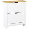 HOMCOM Scarpiera Moderna per 12 Paia Max con 2 Cassetti Regolabili e Rimovibili, in Legno, 72x26x80 cm, Bianco