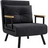HOMCOM Poltrona Letto 3 in 1 con Schienale Reclinabile in 5 Posizioni e Cuscino, 63x73x81 cm, Nero