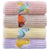 Fadcaer 4 asciugamani morbidi per bambini con ricamo, multicolore per bambini, asciugamani per il viso in cotone, asciugamani per le mani con dinosauri carini 25 x 50 cm