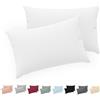 Twinzen® Federe Cuscino Letto (Set di 2) - Bianco - Per i Cuscini 30x50 cm - 100% Jersey di Cotone - Copricuscino Letto - Federe Cuscino Letto con Cerniera - Fodera Protezione per Cuscino