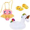 SHOWHEEL Set di Nuoto per Bambole 3 Pezzi,Costume da Bagno per Bambole,con Costume da Bagno per bambole da 43 cm,Pantofole e Anello per il Nuoto,Motivo Unicorno,Regalo per Ragazze (Multicolore-Unicorno)