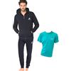 Lotto Tuta Uomo Invernale Completa + T-Shirt in Omaggio - Tuta Uomo in Felpa di Cotone GARZATO con Zip Intera - Nero, M