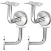 STOUCLA Porta corrimano, set 4 supporti corrimano in acciaio inox, attacco corrimano, per ringhiere scale, supporto a parete in legno con rosone di copertura