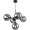 Light Home LH Light-Home Imperia Lampadario a Sospensione - Lampadario per Soggiorno Camera da Letto e Cucina - Lampade a Sospensione in Metallo con Paralume Vetro - E14-5 Luce - Nero Base e Grigio scuro
