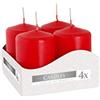Nipter Candele votive Candele a colonna rosse dell'Avvento, diametro 4 cm, altezza 6 cm, inodore, lunga durata di combustione 7h, set 4 pezzi (1 scatola)