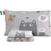 HomeLife Set lenzuola Letto Singolo Cotone Made in Italy | Completo Letto Singolo Cotone: lenzuolo singolo Sopra, Lenzuolo Sotto Con Angoli, Federa | Completo Lenzuola Singolo Cotone| Gatti Grigio