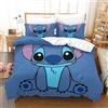 BSTELA9IE Stitch 3D Stampa Set Di Biancheria Da Microfibra Set Copripiumino E Federe Cuscino Chiusura Cerniera 3 Pezzi Per Bambini E Adulti Double（200x200cm）