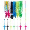 DICOSMETIC Collane con Croce e Perline di Rosario in Plastica, 56 Pezzi, 7 Colori, Incl. Croce Luminosa che Si Illumina al Buio, Gioielli di Preghiera per Uomini e Donne