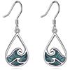 YFN Orecchini a forma di onda del mare in argento sterling turchese appeso pendenza orecchini a goccia oceano spiaggia gioielli estivi a tema regali per donne ragazze