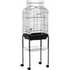 PawHut Gabbia per Uccelli con 3 Posatoi, 2 Ciotole e 2 Porte Laterali, Gabbia per Animali in Acciaio, PP e Legno, 46x36x130 cm, Nera