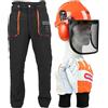 Oregon Yukon Set: Casco di Sicurezza con Cuffie Antirumore e Visiera in Rete, Guanti Protettivi Multiuso per Mano Sinistra (Taglia 10), Pantaloni 2XL