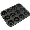 webake Stampo per Ciambelle 12 Cavità Antiaderente in Acciaio al Carbonio Stampo Donuts Kugelhopf Flauto per Cotti in Latta con Incisione Swirl ø7 cm