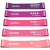 Gritin Elastici Fitness, [Set di 5] Banda Elastica Fasce Elastiche di Resistenza di Lattice con Istruzioni per l'esercizio in Italiano e Borsa per Il Trasporto per Crossfit, Yoga, Pilates