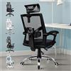 ALFORDSON Sedia da scrivania in rete direzionale, sedia da ufficio ergonomica per computer, affidabile e regolabile, sedia da studio per gaming, max 180 kg, Brad, Nero