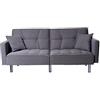 Compribene.it Risparmia con un click Divano Letto Economico 3 Posti Reclinabile Tessuto Grigio Moderno per Monolocali Case Piccole Salotto Ufficio 196x68x85cm Schienale Regolabile 2 Cuscini Facile Montaggio