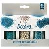 Decora, 2082109, Decormix Set, Confezione con 3 Sprinkles, In Zucchero e cioccolato, Colori Argento e Blu metallizzato