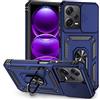 SEAHAI Cover per Xiaomi Redmi Note 12 PRO 5G, Scorrevole [Protezione Fotocamera] Militare Antiurto Silicone Custodia, con 360° Anello Supporto Kickstand Rugged PC + TPU Bumper Case - Blu