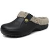 Meik Mangni Zoccoli Unisex-Adulto Sabot Donna Uomo Ciabatte in Gomma Invernali Caldo Pantofole Casa Impermeabile Scarpe da Giardino con Suola Antiscivolo,Nero Grigio,45-46 EU