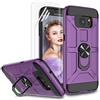 Jeylly Jelly Custodia per Galaxy S7 Edge con protezione schermo HD, supporto ad anello in metallo girevole [funziona con supporto magnetico da auto] resistente antiurto per Galaxy S7 Edge, colore: Viola