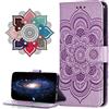 MRSTER Samsung Galaxy J6 2018 Custodia Flip, Goffratura Design Case in PU Pelle Internamente Silicone TPU Cover Portafoglio Cover Premium Custodia per Samsung Galaxy J6 2018. LD Mandala Purple