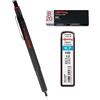 rOtring Set di 600 portamine da 0,7 mm, corpo interamente in metallo, fusto esagonale, HB 0,70 mm (12 mine), gomma B20
