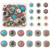 PH PandaHall PandaHall, 24 set di rivetti con retro a vite - Borchie piatte e rotonde in pelle con fiori, per borsa, borsetta, scarpe, artigianato, vestiti, cintura