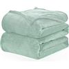 WAVVE Coperta Plaid Pile di Flanella 260gsm - 150x200 cm, Verde Chiaro - Coperta Pelosa 200x150 - Divano/Letto Singolo/Matrimoniale, Copridivano di Microfibra Calda e Morbida