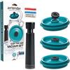 Airtender - Tappi sottovuoto per barattoli in vetro - con pompa sottovuoto - Set di 3 coperchi - Set iniziale - Compatte compatibili con Kilner, Bormioli e Ikea