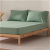 GAMUSI Lenzuolo sotto per letto 160 x 200 x 30 cm, 100% cotone, traspirante, regolabile, colore acqua