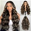 MEGALOOK Parrucca Donna Balayage Glueless Wig Pre Cut 5x6 HD Lace Front Wig Highlight Ombre Ready to Go Glueless Wigs Body Wave Wig Real Pre Plucked Bleached Tiny Knots 1b/27 20 Inch