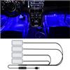 CGEAMDY Illuminazione Ambientale Dell'auto a LED, Interno Auto 4 In1 Impermeabile Striscia LED Luci D'atmosfera, Luce Del Vano Piedi Dell'auto USB Uno Trascina Quattro Luce D'ambiente(Blu)