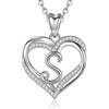 INFUSEU Collana Lettera S, Iniziale Cuore Da Donna Ciondolo Gioielli Cubic Zirconia CZ Portafortuna Regali per Fidanzata Moglie Mamma, Catena Da 20 Pollici