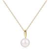 GAVU Collana Donna Argento 925 Placcato Oro 14K con Ciondolo Perla Coltivata di Acqua Dolce, Collana Perla Donna