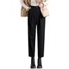 Generic Pantaloni eleganti da donna in lana con bottone singolo autunno inverno tasche a vita alta pantaloni harem caldi spessi, Farina d'avena, XL