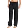 Generic Pantaloni estivi da uomo con coulisse casual da spiaggia in cotone leggero yoga elastico con coulisse in vita pantaloni casual estivi da yoga da spiaggia, 0b-nero, XL
