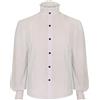 Generisch Camicia da uomo alla moda, stile gotico, vintage, con colletto alto, orlo in pizzo, maniche lunghe, a sbuffo, camicia e cravatta da uomo, bianco, M